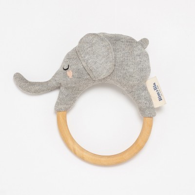 Bim Bla® Soft rattle with teether - gray elephant