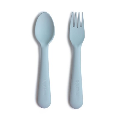 Mushie® Forchetta e cucchiaio (Powder Blue)