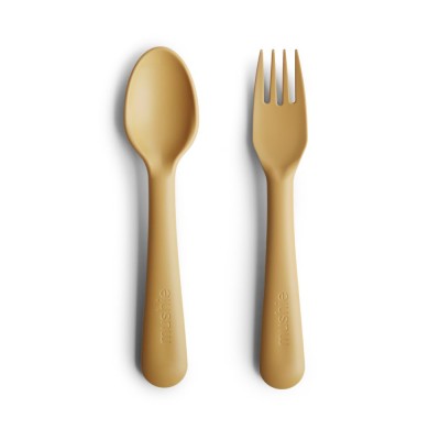 Mushie® Fork & Spoon (Mustard)